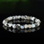Bracelet Pierre de Lune Péristérite avec Tourmaline noire 6mm, perles carrées facettées qualité simple