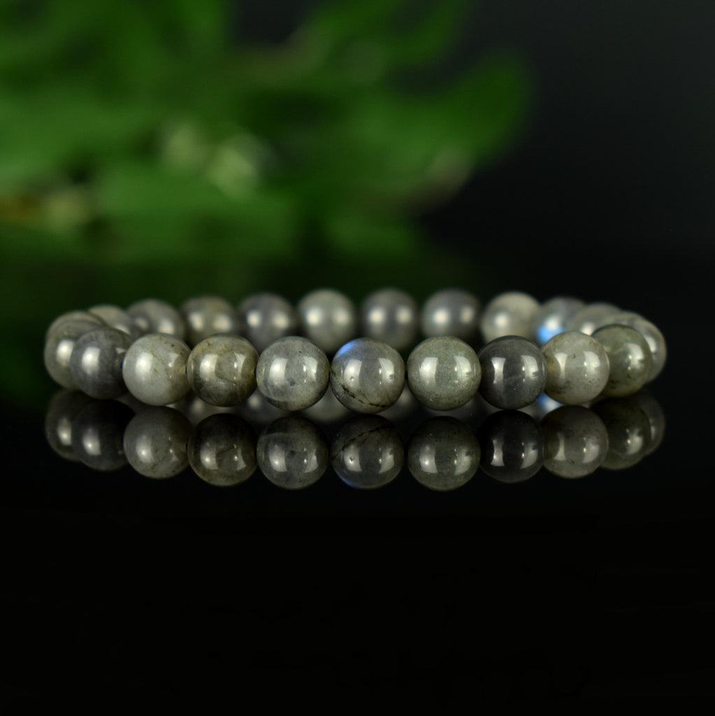 Bracelet Spectrolite Labradorite Noire perles rondes 8mm qualité simple - Bracelet Protection aux reflets bleu indigo