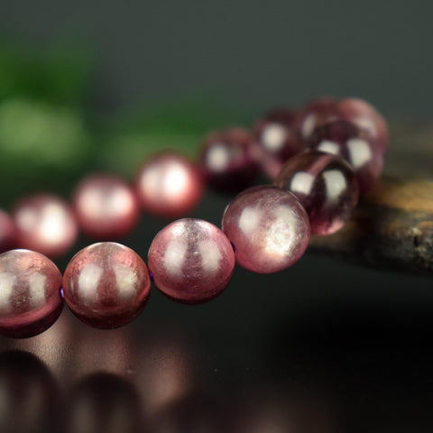 RARE Bracelet Lépidolite Violette perles 10mm rondes AAA avec reflets - Accomplissement - Sécurité - Instinct