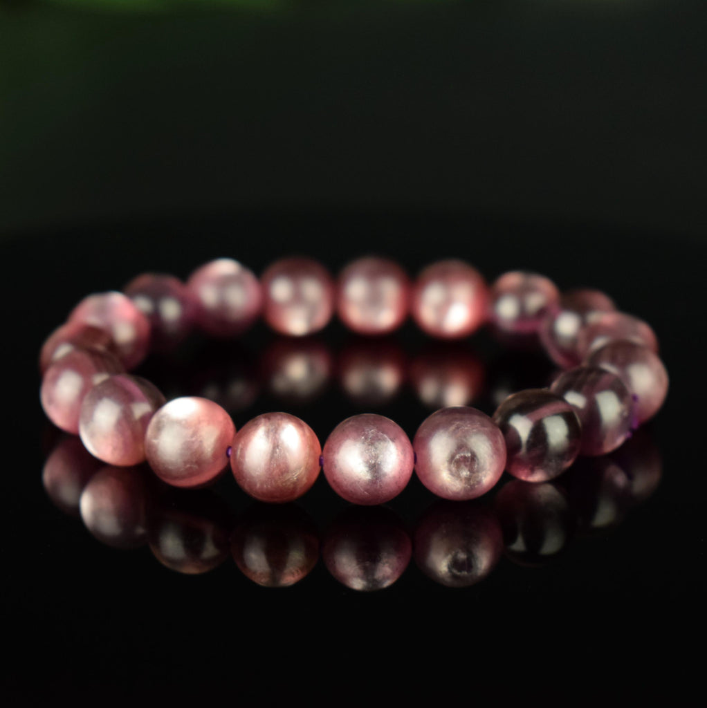 RARE Bracelet Lépidolite Violette perles 10mm rondes AAA avec reflets - Accomplissement - Sécurité - Instinct