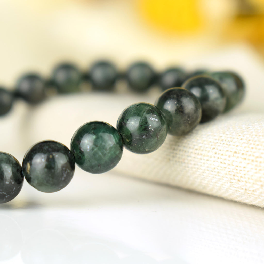 Bracelet Cyanite Verte Disthène Vert perles 8mm rondes naturelles - Libération - Circulation - Apaisement
