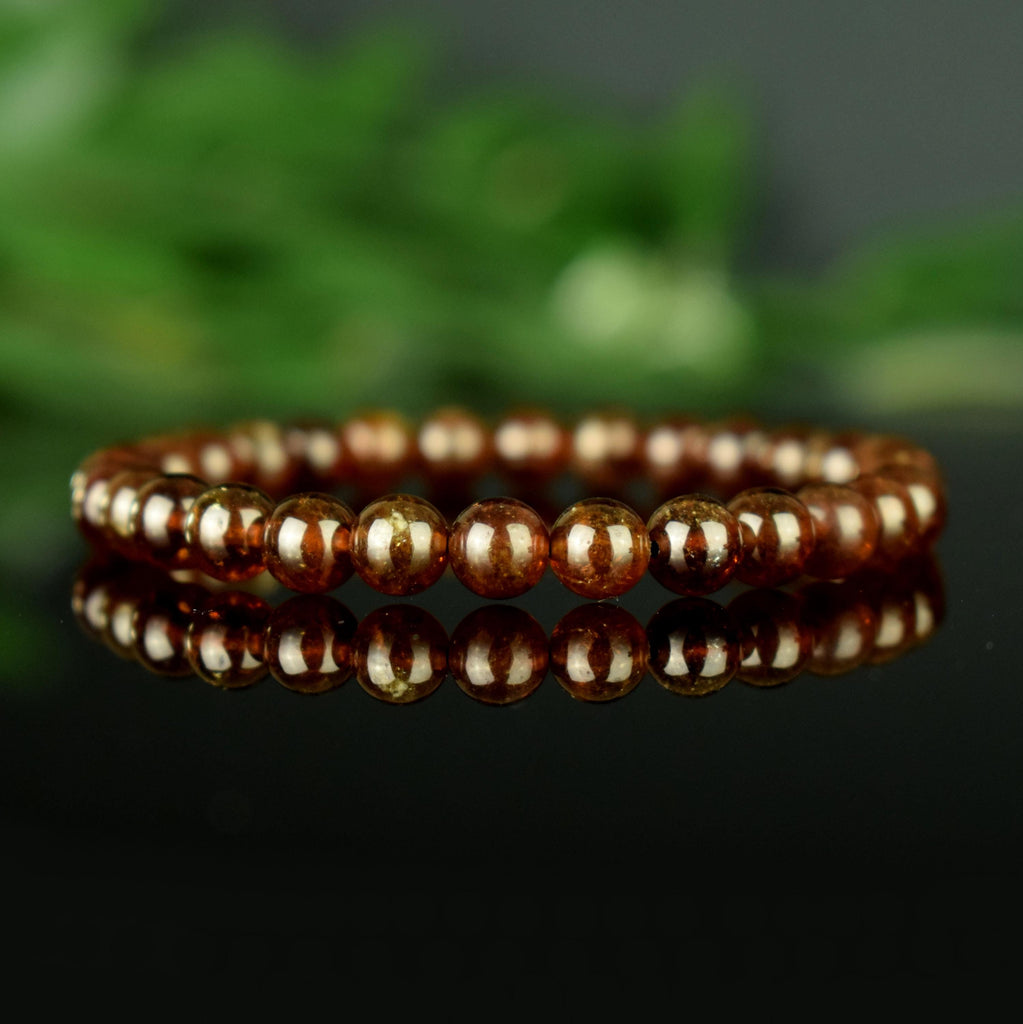 Bracelet Grenat Hessonite AAA perles rondes 6mm - Clarté – Confiance – Vitalité