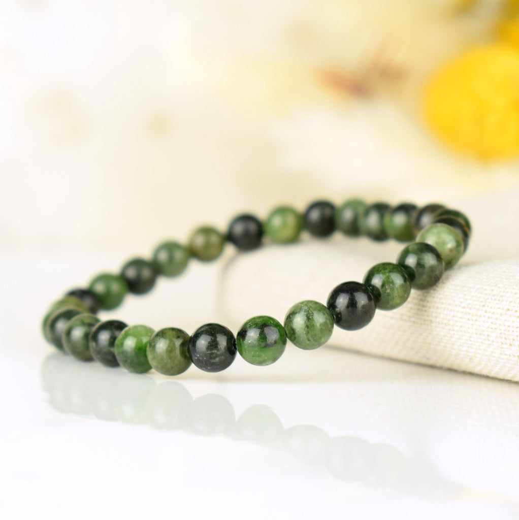 Bracelet Chrome Diopside 6mm perles rondes AA - Révélation - Croissance - Renouvellement