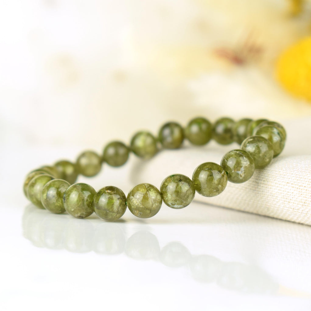 Bracelet Péridot Olivine A 8mm perles rondes, Purification - Rafraichissement - Rétablissement