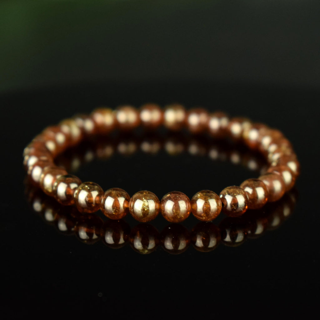 Bracelet Grenat Hessonite AAA perles rondes 6mm - Clarté – Confiance – Vitalité