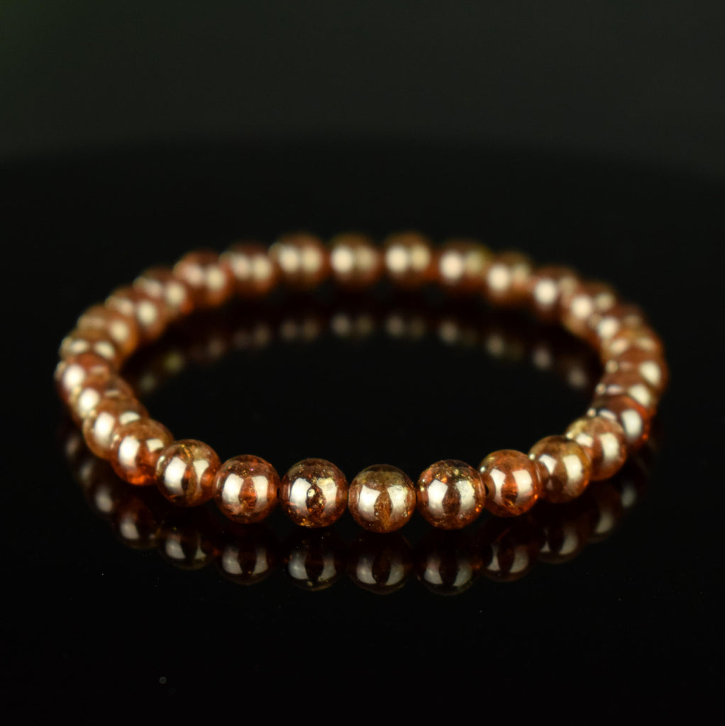 Bracelet Grenat Hessonite AAA perles rondes 6mm - Clarté – Confiance – Vitalité