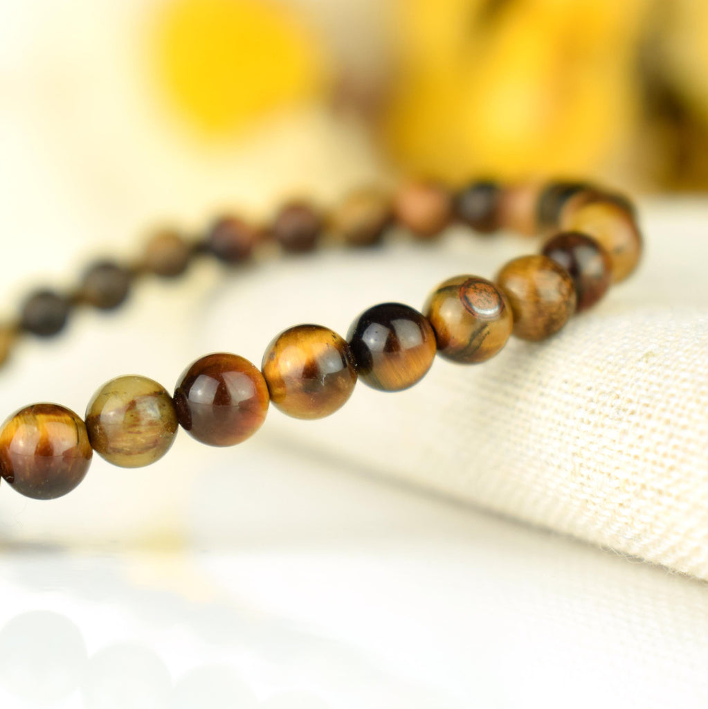 Bracelet Oeil du Tigre AAA perles rondes 6mm - Protection - Esprit pratique - Sociabilité - Réalisme