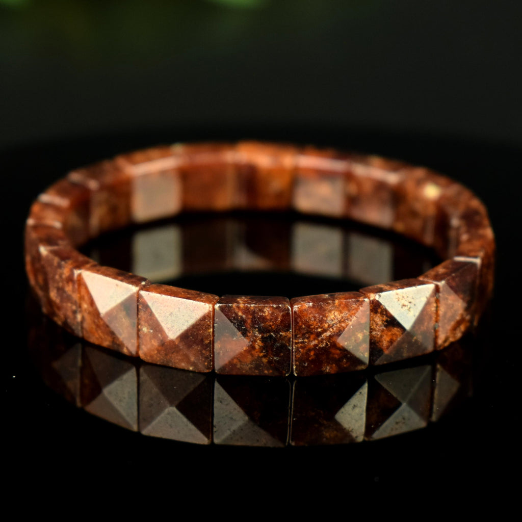 Bracelet Grenat Hessonite naturel perles 10mm x 10mm - Clarté – Confiance – Vitalité - Bijou unique #2
