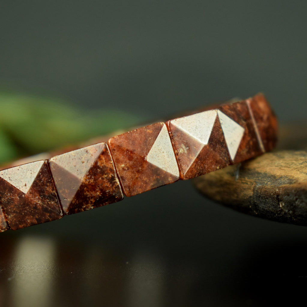 Bracelet Grenat Hessonite naturel perles 10mm x 10mm - Clarté – Confiance – Vitalité - Bijou unique #2