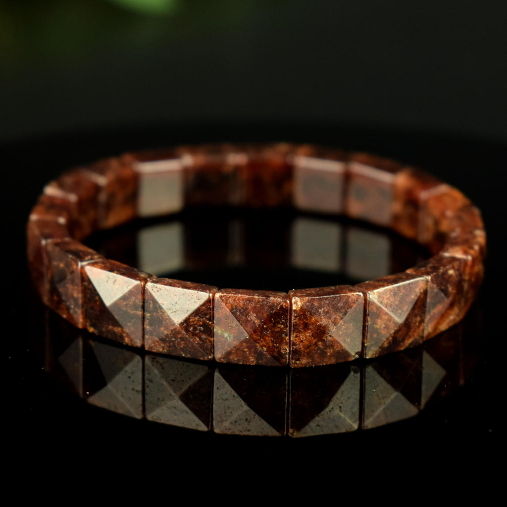 Bracelet Grenat Hessonite naturel perles 10mm x 10mm - Clarté – Confiance – Vitalité - Bijou unique #3