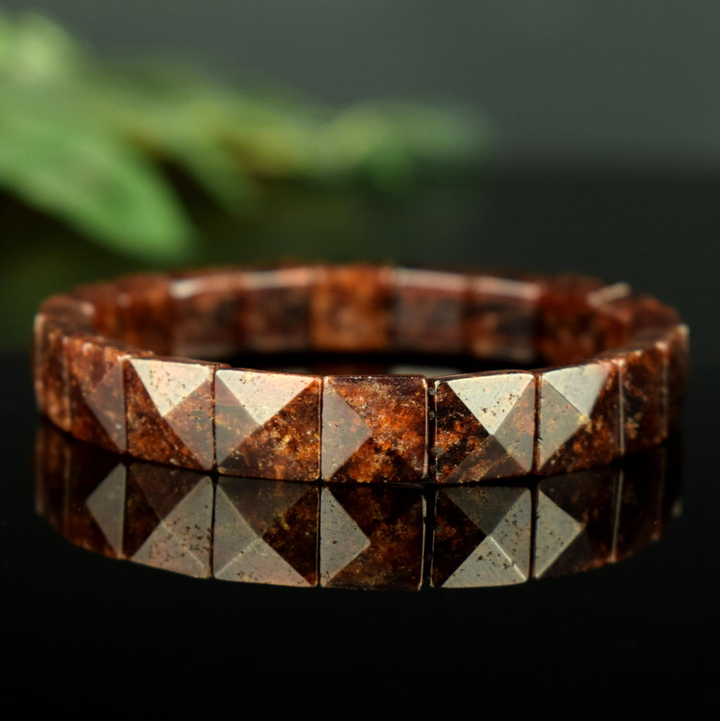 Bracelet Grenat Hessonite naturel perles 10mm x 10mm - Clarté – Confiance – Vitalité - Bijou unique #3
