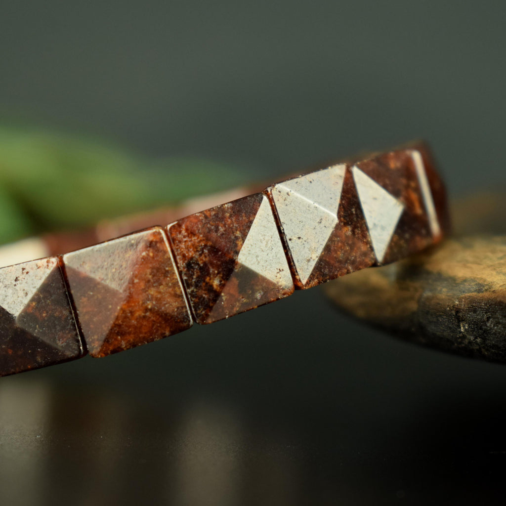 Bracelet Grenat Hessonite naturel perles 10mm x 10mm - Clarté – Confiance – Vitalité - Bijou unique #3