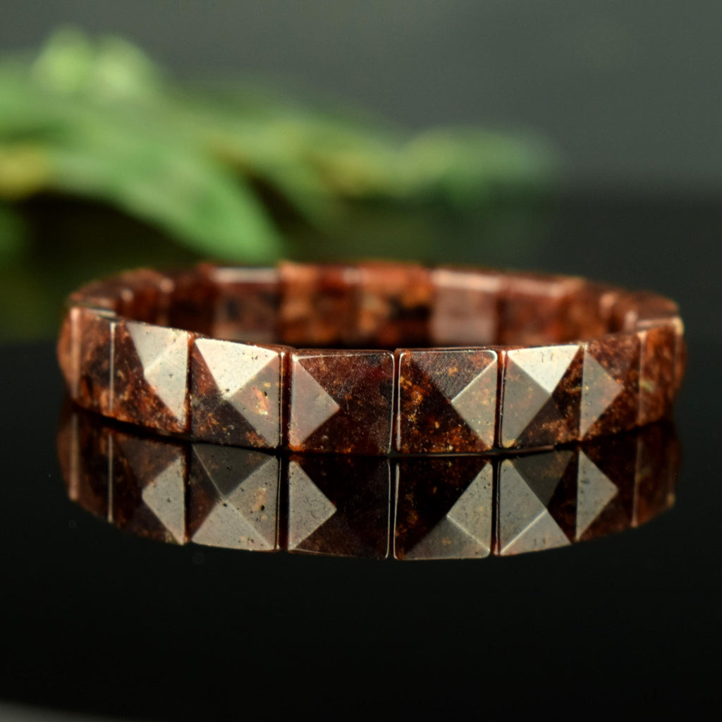 Bracelet Grenat Hessonite naturel perles 10mm x 10mm - Clarté – Confiance – Vitalité - Bijou unique #3