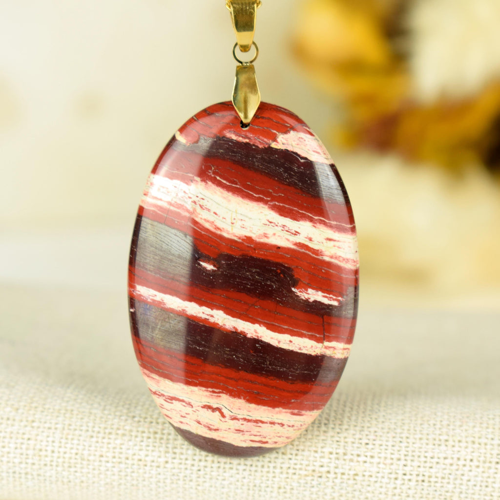 Grand Pendentif Jaspe Peau de Serpent - 47mm x 30mm cabochon unique en pierre naturelle #533