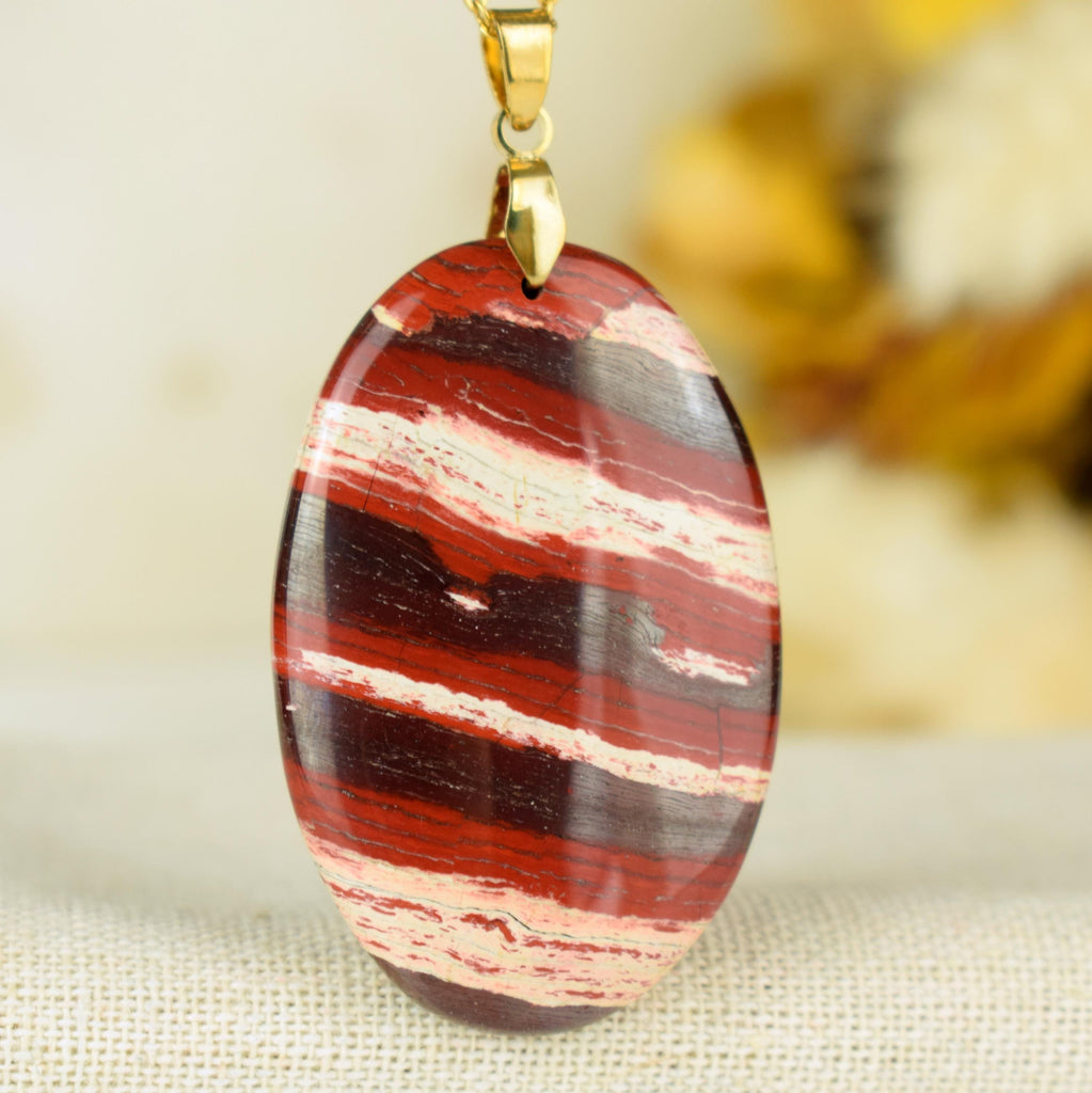 Grand Pendentif Jaspe Peau de Serpent - 47mm x 30mm cabochon unique en pierre naturelle #533