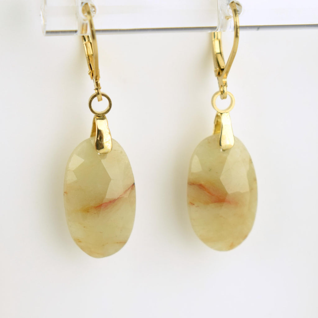 Boucles Oreilles Saphir Jaune – Richesse - Pouvoir - Santé – Bijou Élégant Minimaliste – Gemstone Drop Earrings #40