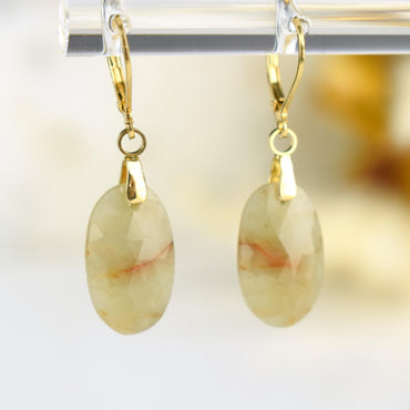 Boucles Oreilles Saphir Jaune – Richesse - Pouvoir - Santé – Bijou Élégant Minimaliste – Gemstone Drop Earrings #40