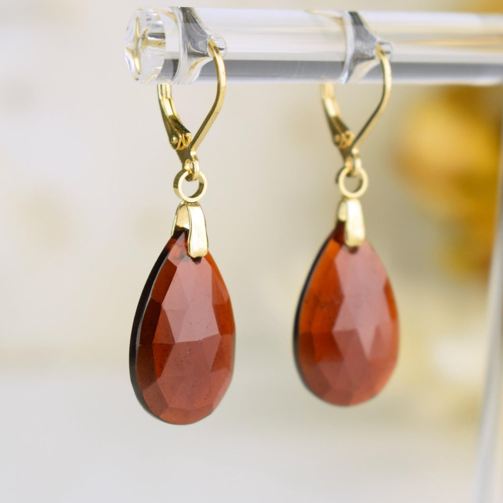 Boucles Oreilles Grenat Hessonite AA – Clarté – Confiance – Vitalité – Bijou Élégant Minimaliste – Gemstone Drop Earrings #42