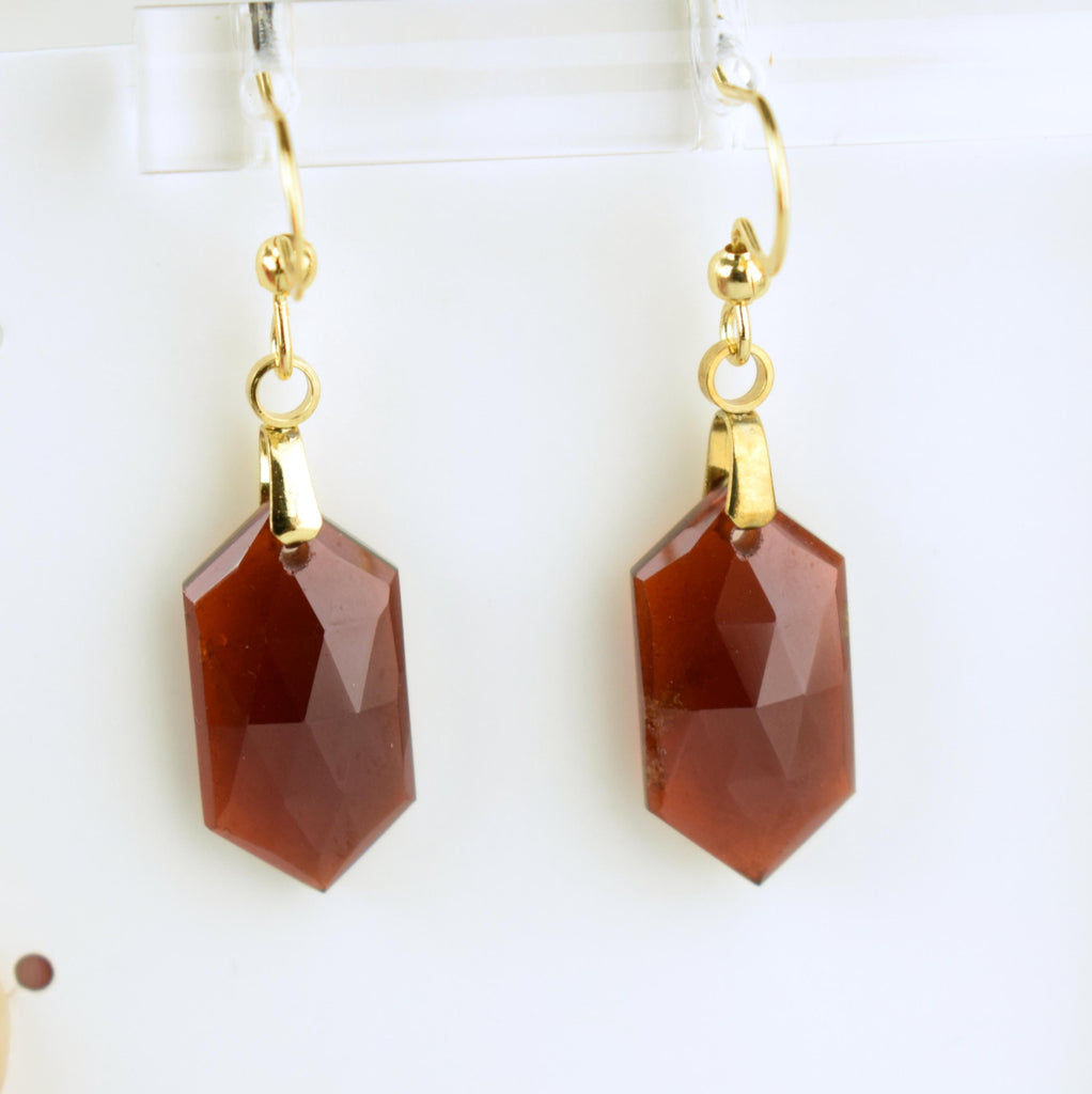 Boucles Oreilles Grenat Hessonite AA – Clarté – Confiance – Vitalité – Bijou Élégant Minimaliste – Gemstone Drop Earrings #44