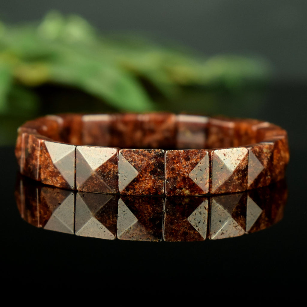 Bracelet Grenat Hessonite naturel perles 10mm x 10mm - Clarté – Confiance – Vitalité - Bijou unique #2