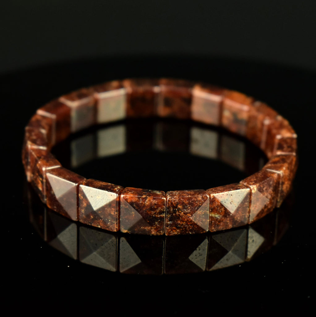 Bracelet Grenat Hessonite naturel perles 10mm x 10mm - Clarté – Confiance – Vitalité - Bijou unique #3