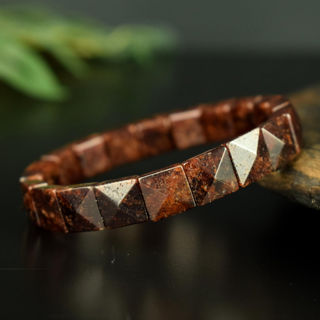 Bracelet Grenat Hessonite naturel perles 10mm x 10mm - Clarté – Confiance – Vitalité - Bijou unique #3