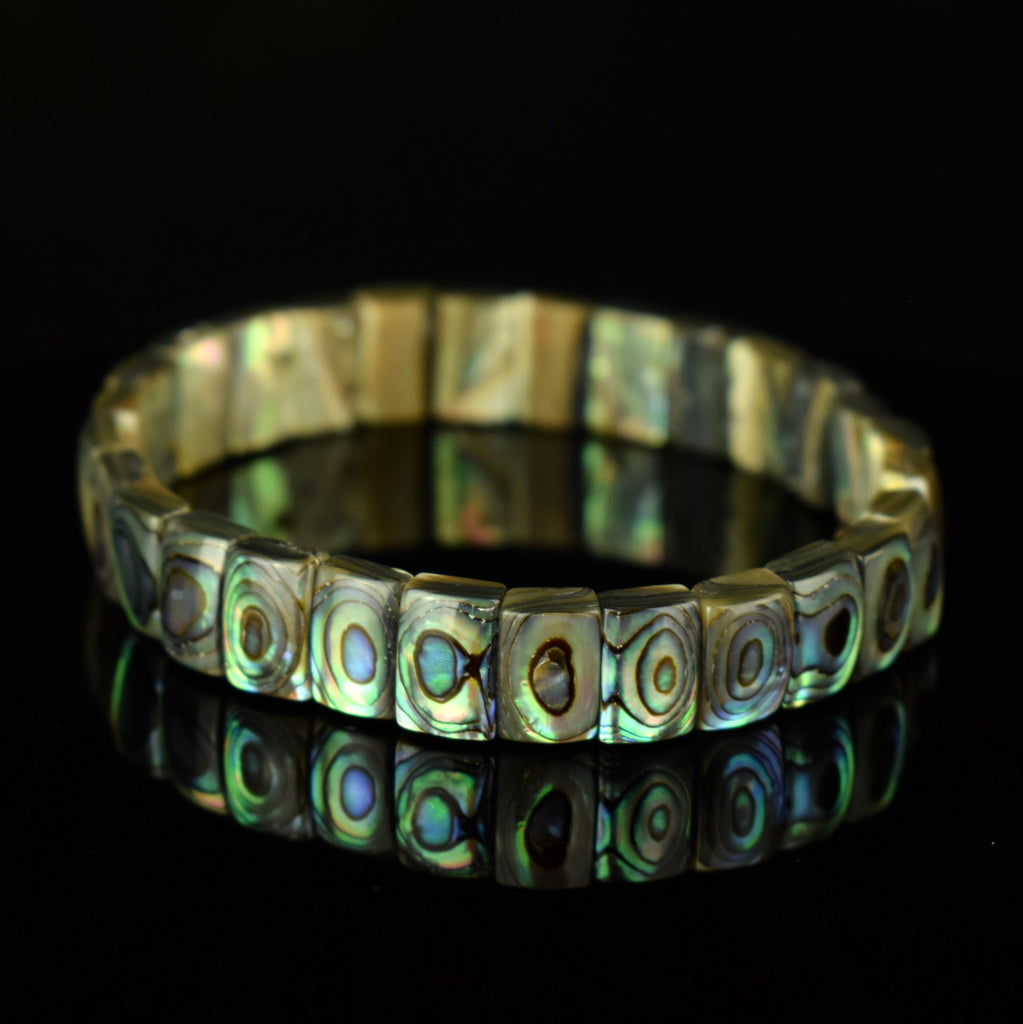 Bracelet Abalone Pāua de Nouvelle Zélande 10mm x 7mm perles naturelles - #1