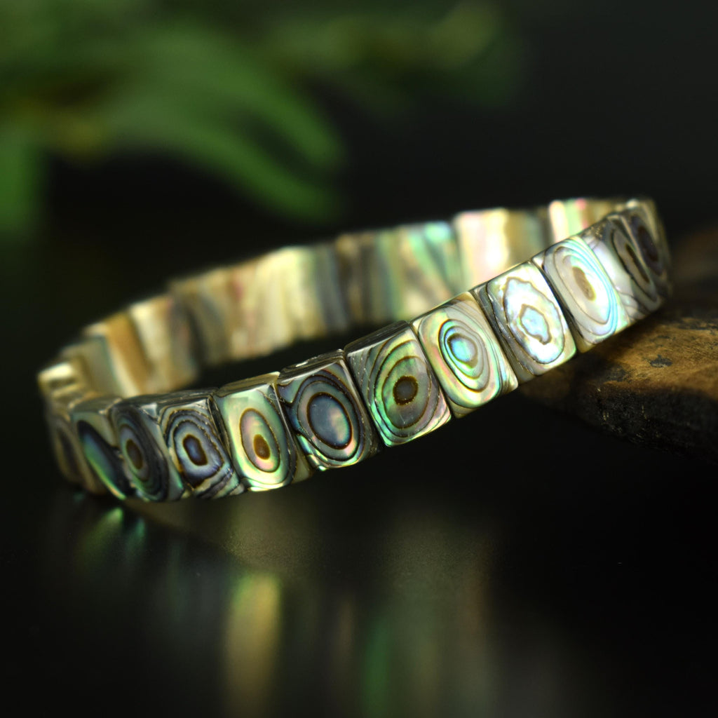 Bracelet Abalone Pāua de Nouvelle Zélande 10mm x 7mm perles naturelles - #1