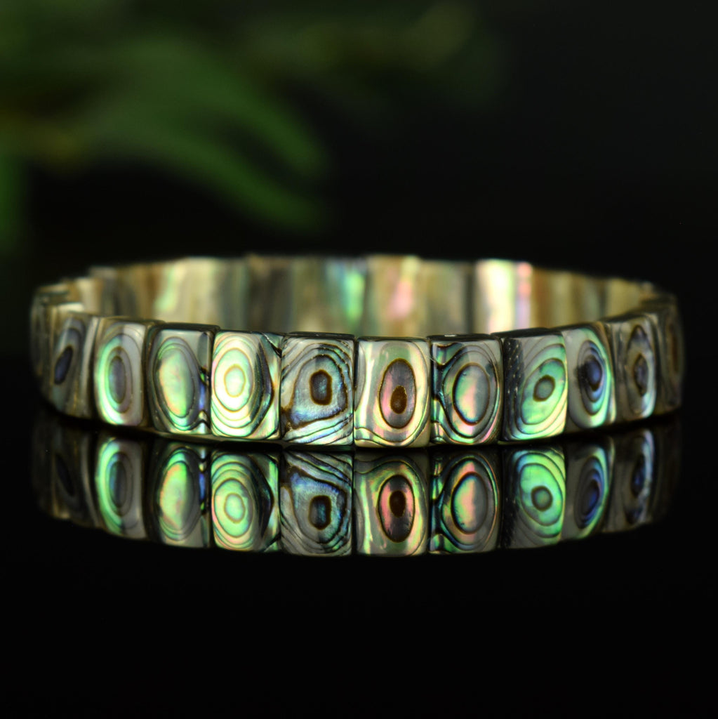 Bracelet Abalone Pāua de Nouvelle Zélande 10mm x 7mm perles naturelles - #1