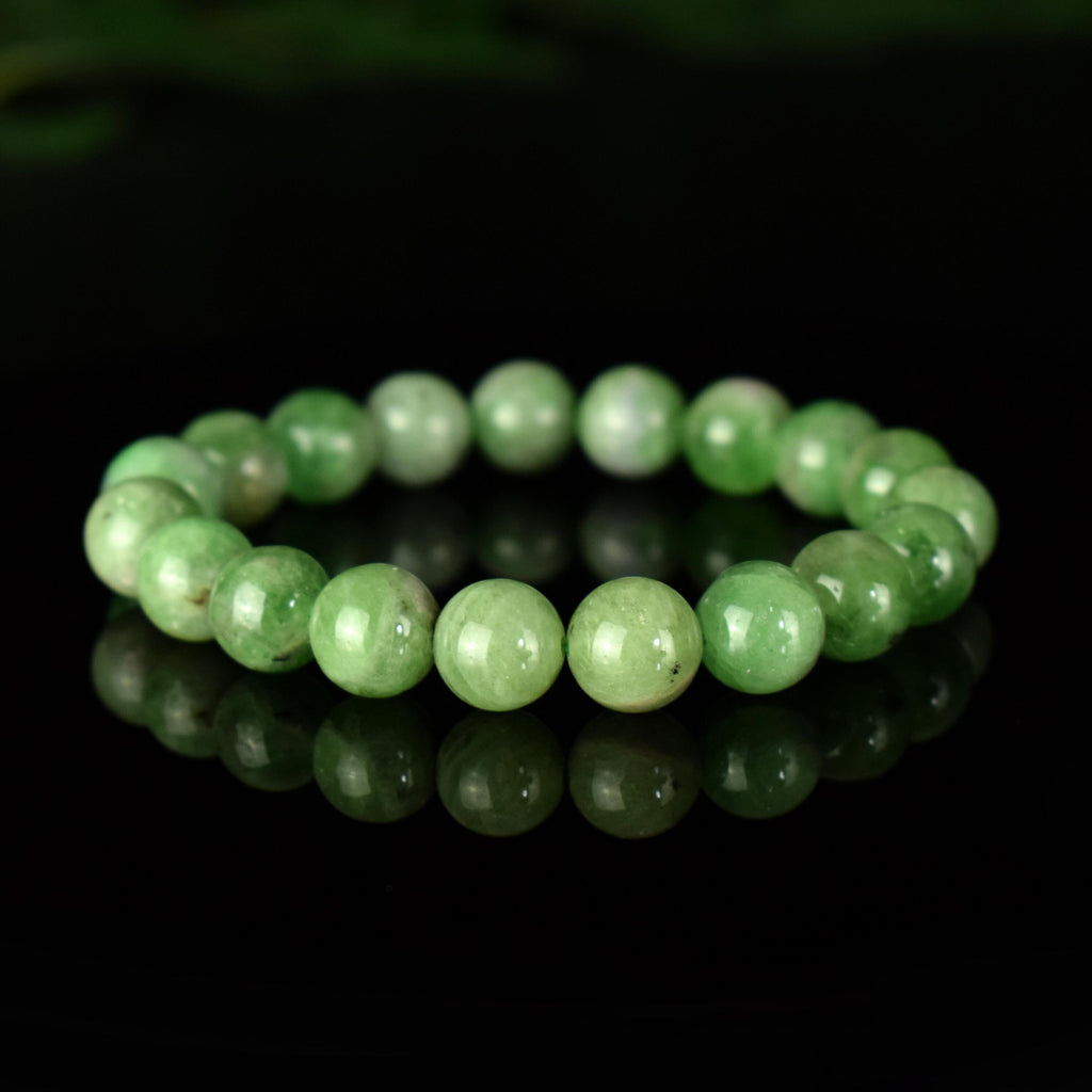 Bracelet Tsavorite Grenat Vert perles 9mm AA - Bijou unique #1 - Confiance en soi - Intuition - Vitalité