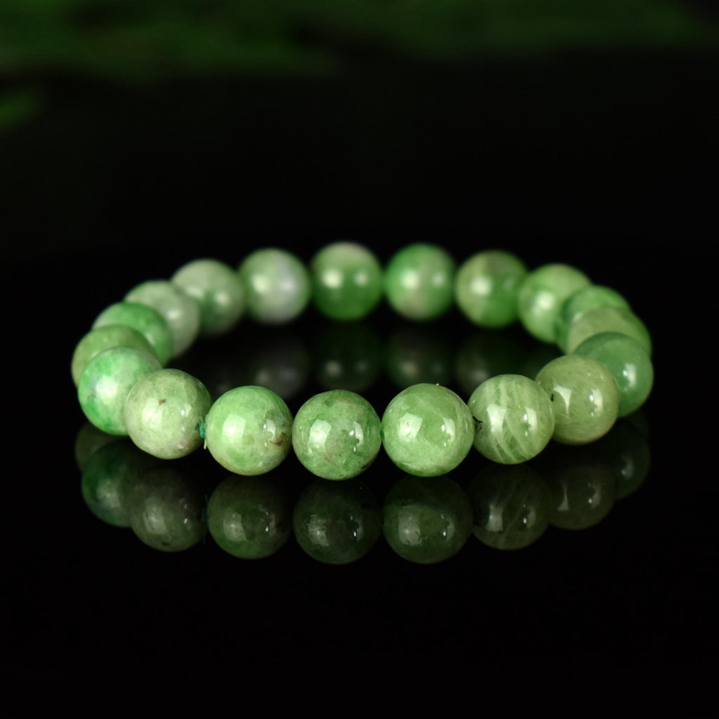Bracelet Tsavorite Grenat Vert perles 9mm AA - Bijou unique #1 - Confiance en soi - Intuition - Vitalité