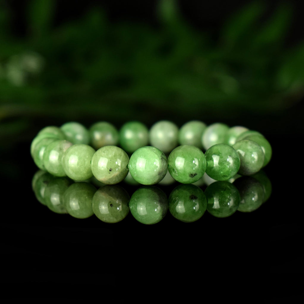 Bracelet Tsavorite Grenat Vert perles 9mm AA - Bijou unique #1 - Confiance en soi - Intuition - Vitalité