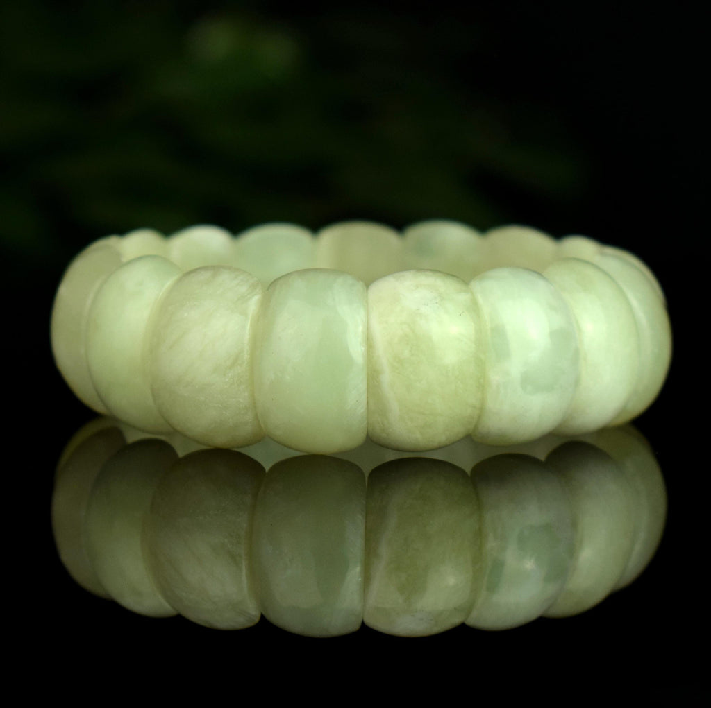 Bracelet Jade perles 20mm x 13mm naturelles de Birmanie - Stabilité - Instinct - Longévité - Bijou unique #2