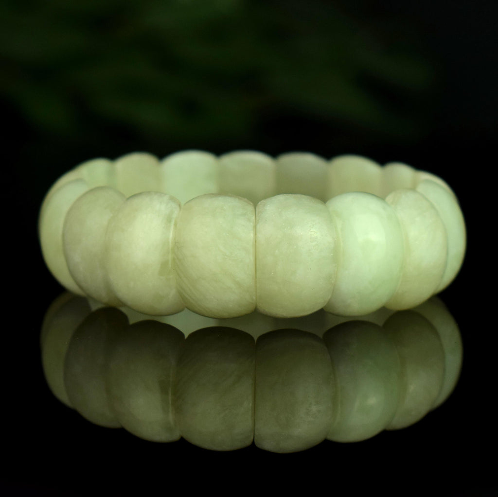 Bracelet Jade perles 20mm x 13mm naturelles de Birmanie - Stabilité - Instinct - Longévité - Bijou unique #2