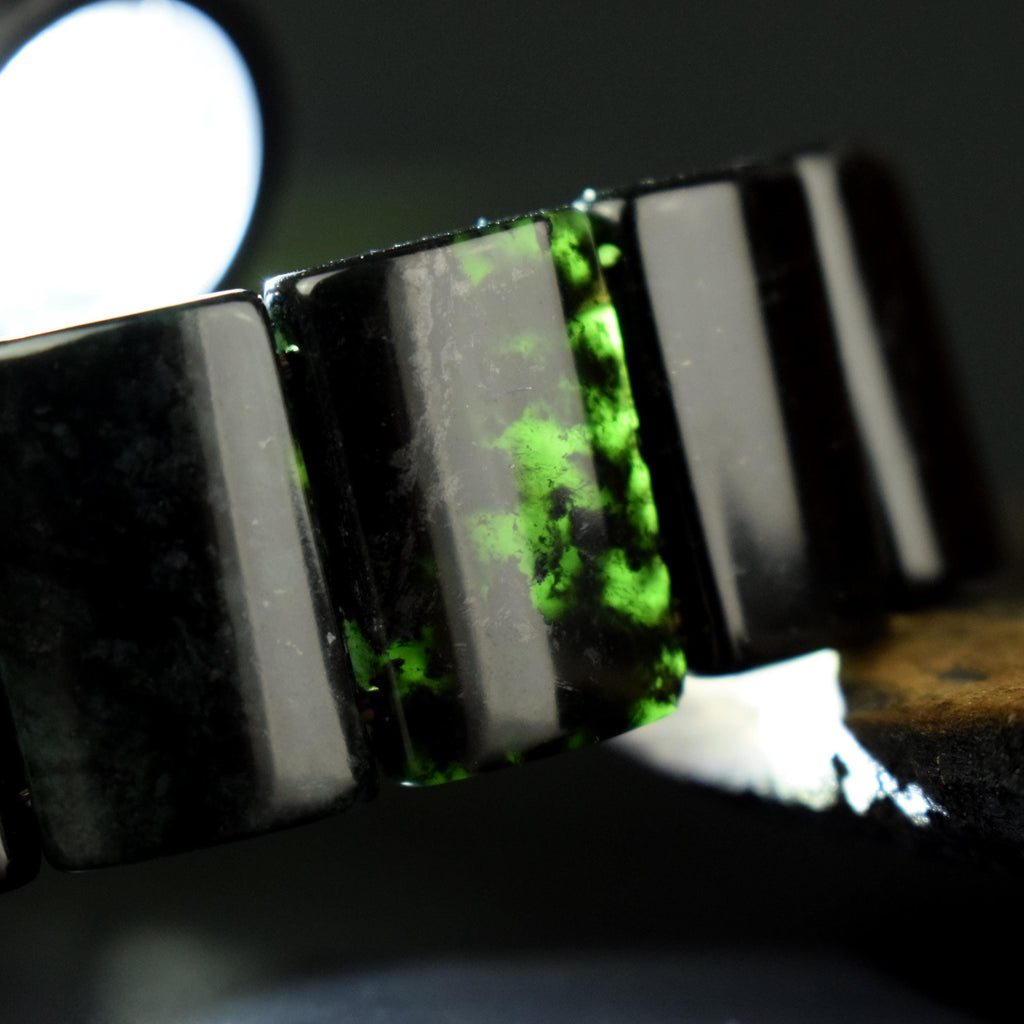 Bracelet Jade foncé perles 23mm x 15mm naturelles AAA Nephrite - Stabilité - Instinct - Longévité #1