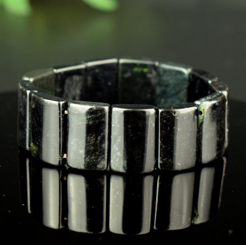 Bracelet Jade foncé perles 23mm x 15mm naturelles AAA Nephrite - Stabilité - Instinct - Longévité #1
