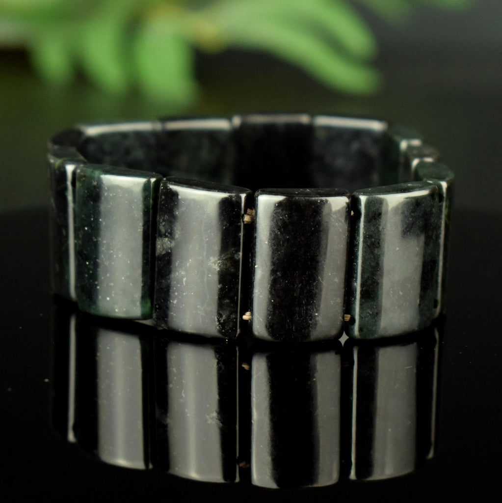 Bracelet Jade foncé perles 23mm x 15mm naturelles AAA Nephrite - Stabilité - Instinct - Longévité #2