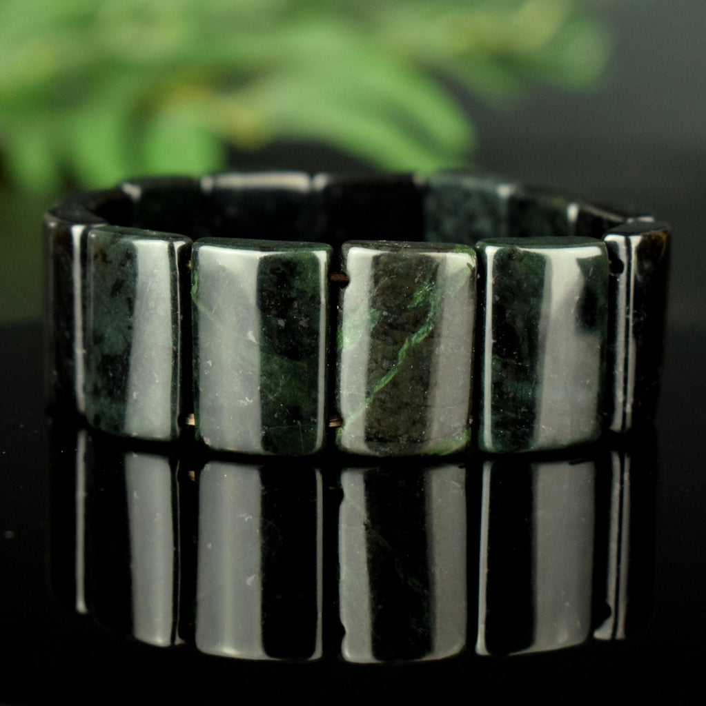 Bracelet Jade foncé perles 23mm x 15mm naturelles AAA Nephrite - Stabilité - Instinct - Longévité #2