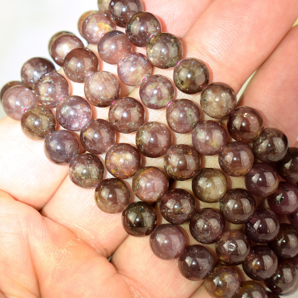 Bracelet Rubis étoilé non traité perles rondes 8mm du Mozambique - Pensée positive - Entretien - Stabilité