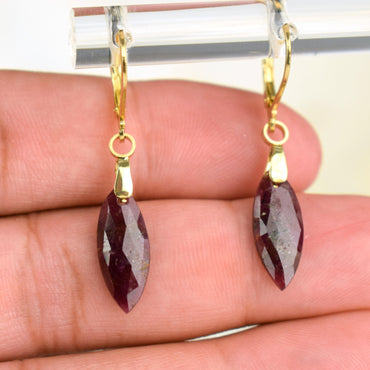 Boucles Oreilles Rubis – Pensée positive - Entretien - Stabilité – Bijou Élégant Minimaliste – Gemstone Drop Earrings #41