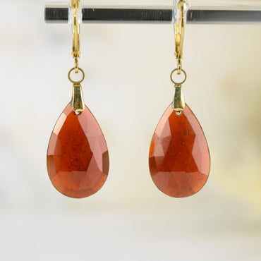 Boucles Oreilles Grenat Hessonite AAA – Clarté – Confiance – Vitalité – Bijou Élégant Minimaliste – Gemstone Drop Earrings #42