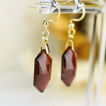 Boucles Oreilles Grenat Hessonite AA – Clarté – Confiance – Vitalité – Bijou Élégant Minimaliste – Gemstone Drop Earrings #44