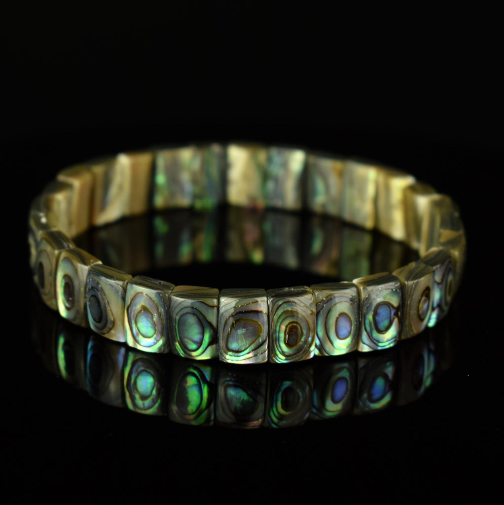 Bracelet Abalone Pāua de Nouvelle Zélande 10mm x 7mm perles naturelles - #1