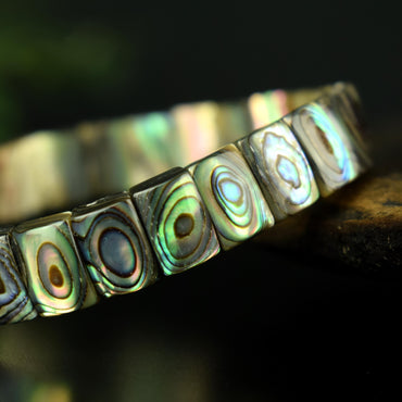 Bracelet Abalone Pāua de Nouvelle Zélande 10mm x 7mm perles naturelles - #1