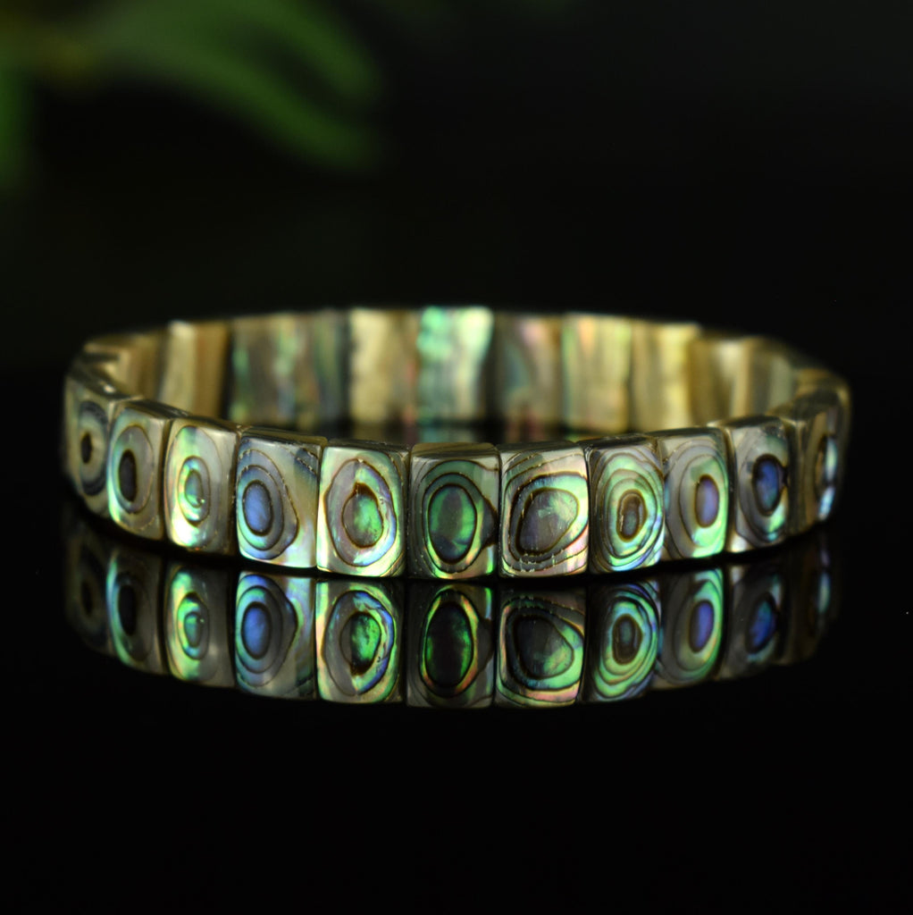 Bracelet Abalone Pāua de Nouvelle Zélande 10mm x 7mm perles naturelles - #1