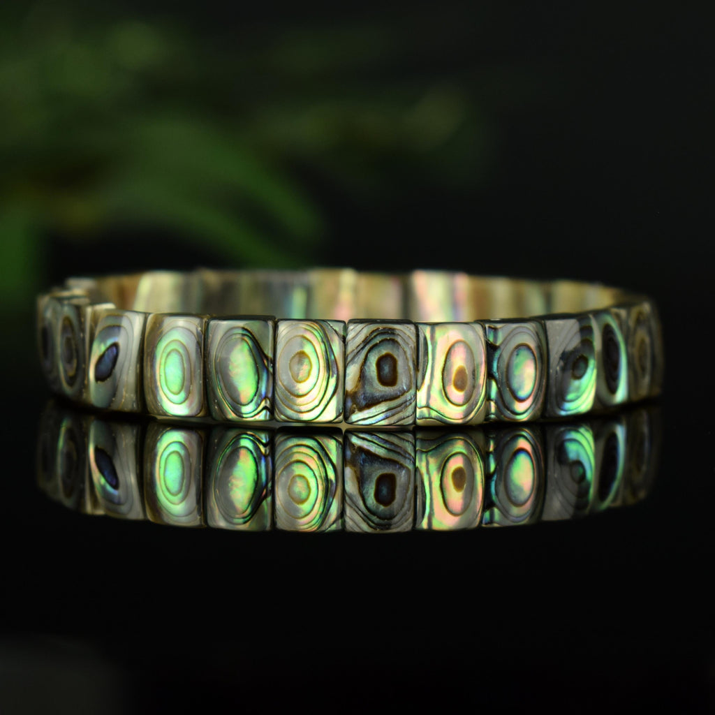 Bracelet Abalone Pāua de Nouvelle Zélande 10mm x 7mm perles naturelles - #1