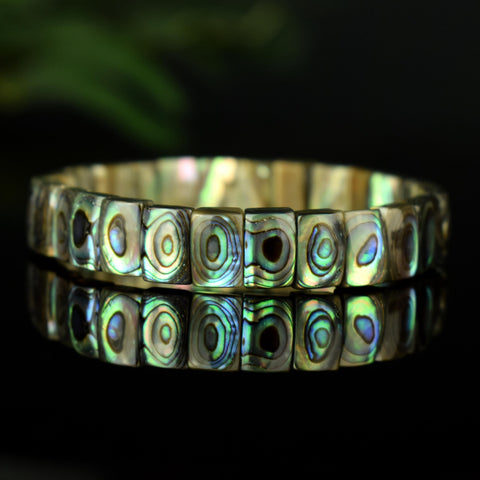 Bracelet Abalone Pāua de Nouvelle Zélande 10mm x 7mm perles naturelles - #1