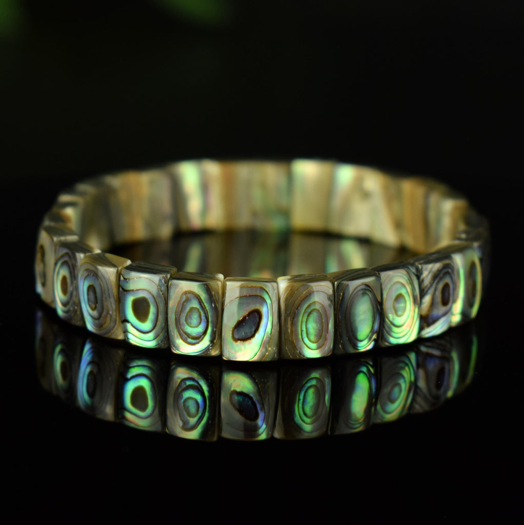 Bracelet Abalone Pāua de Nouvelle Zélande 10mm x 7mm perles naturelles - #1