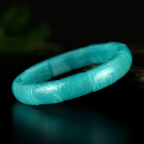 Bracelet Amazonite Glace perles 11mm x 17mm - Stimulation - Communication - Mémoire - Bijou unique #2