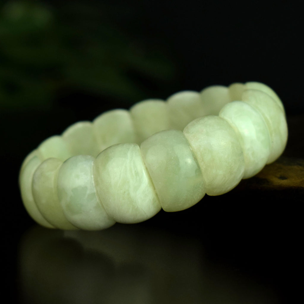 Bracelet Jade perles 20mm x 13mm naturelles de Birmanie - Stabilité - Instinct - Longévité - Bijou unique #2